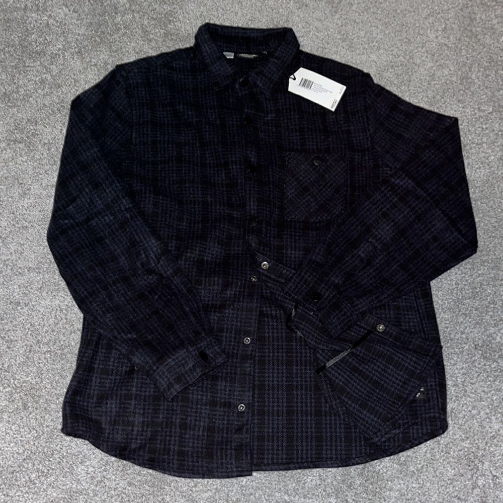 New men’s Heavy Polyester winter Plaid WESC full Snap Shirt Shacket Jacket XL